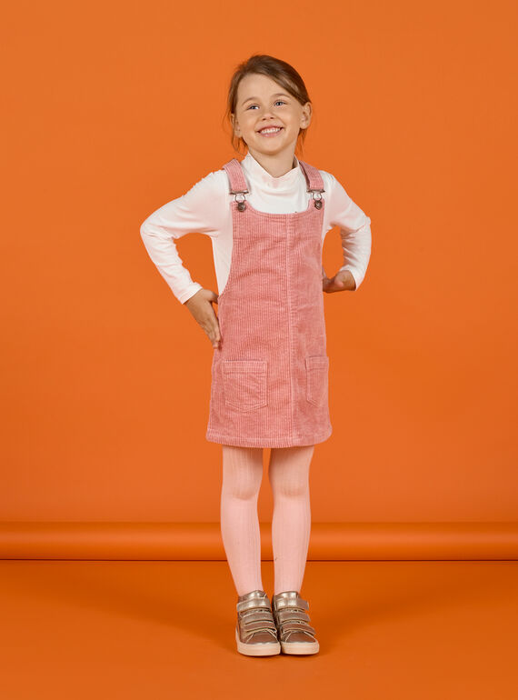 Vestido-peto de color rosa viejo de pana para niña MASAUROB2 / 21W901P3ROB303