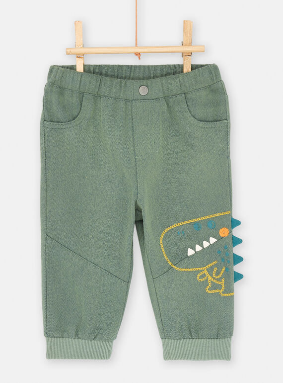 Pantalón verde tilo efecto espiguilla para bebé niño SUVERPAN1 / 23WG10J2PANG619