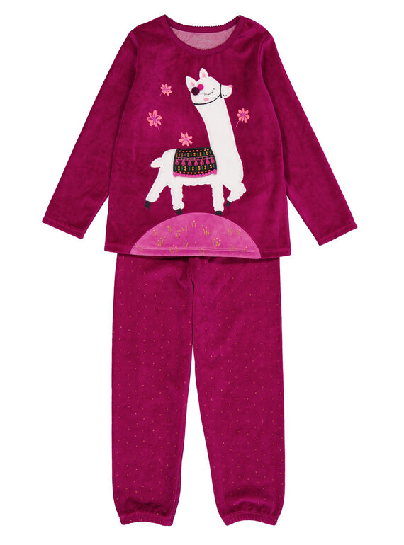Pijama de color berenjena de terciopelo para niña GEFAPYJLAM / 19WH11N3PYJ718