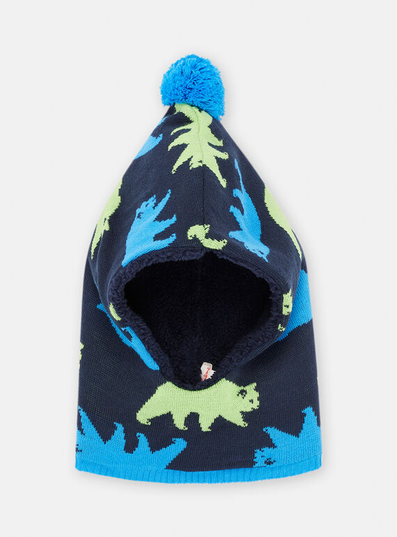 Pasamontañas azul noche con estampado de oso polar para niño SYOGROCAG1 / 23WI02O3CAG705