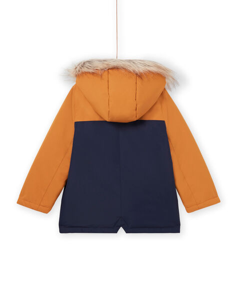 Parka bicolor con capucha con terminación de pelo artificial con chaqueta interior POGROPAR2 / 22W902F1PAR804