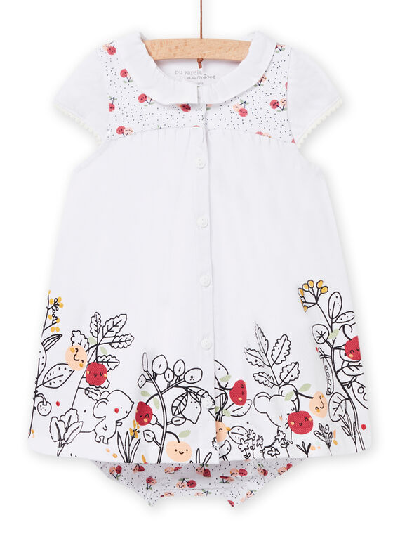 Vestido y cubrepañal blanco para recién nacido niña NOU2ENS2 / 22SF0351ENS000