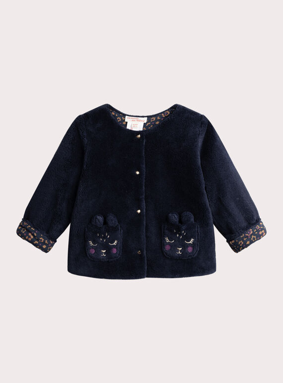Cárdigan azul oscuro reversible para bebé niña VIKOCAR3 / 24WG0933CARC205