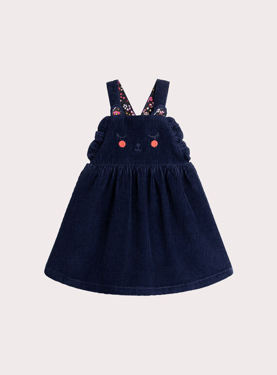 Vestido azul medianoche de terciopelo para niña  VIROROB2 / 24WG09P2ROB070
