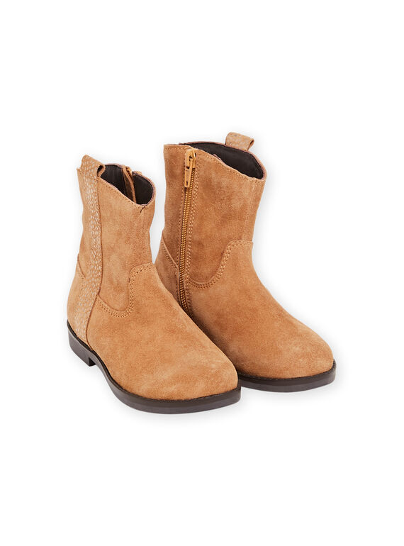 Botines altos de piel de color camel para niña MABOOTWESTERN / 21XK3575D0D804
