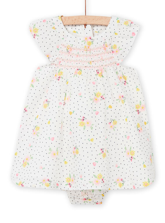 Vestido crudo y cubrepañal para bebé niña NISOROB3 / 22SG09Q4ROB001