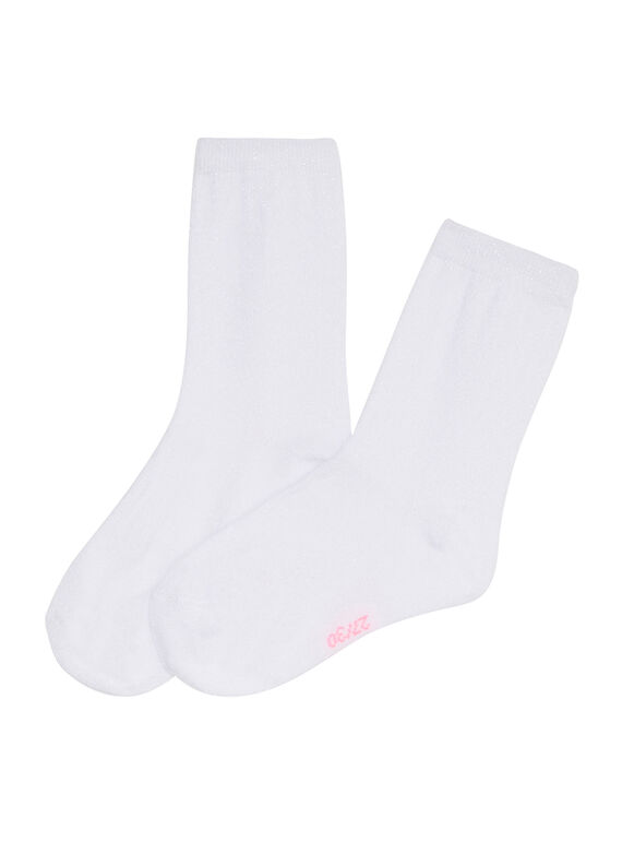 Calcetines de color blanco con hilo de lúrex iridiscente para niña JYAESCHO6 / 20SI016ASOQ000