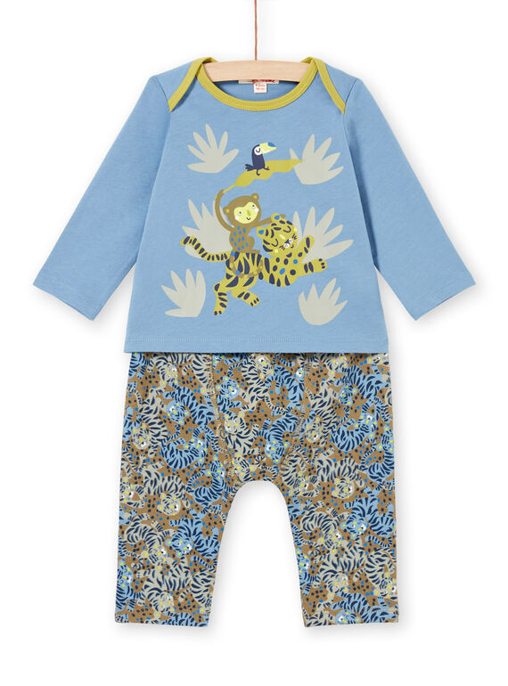 Conjunto de camiseta y pantalón con estampado de animales de la selva para bebé MUKAENS / 21WG10I1ENS020