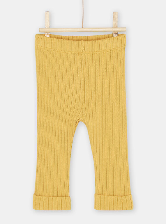 Leggings amarillos de canalé para bebé niña SYIJOLEGCO5 / 23WI09B2CALB101