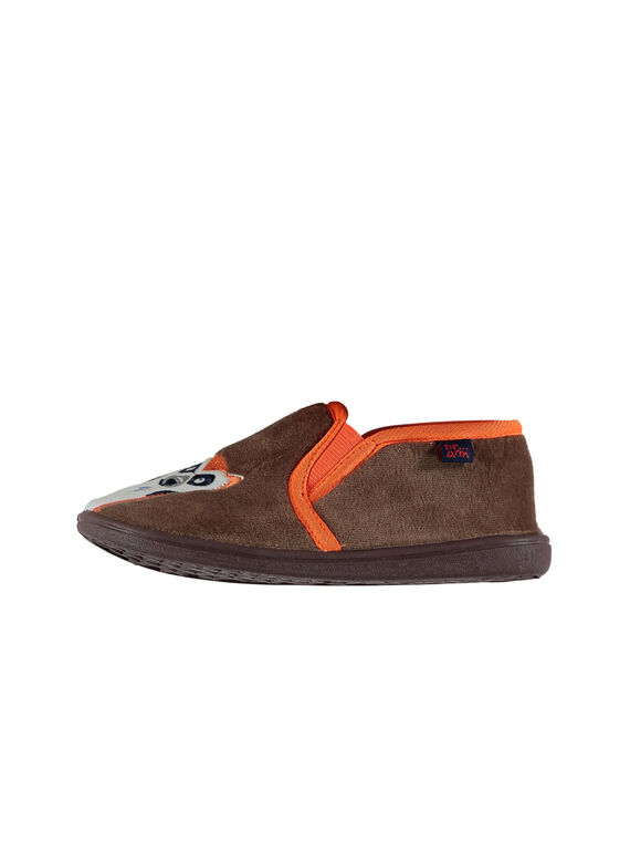 Zapatillas de casa de terciopelo de color topo para niño GGSGLEMU / 19WK36Z1D0B803
