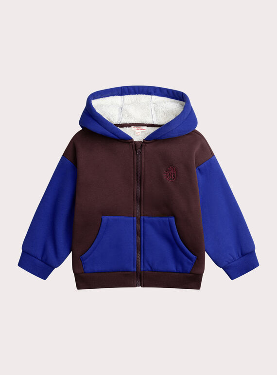 Chaqueta azul jaspeada con cremallera para niño XOBLUGIL1 / 25W902N2GIL501