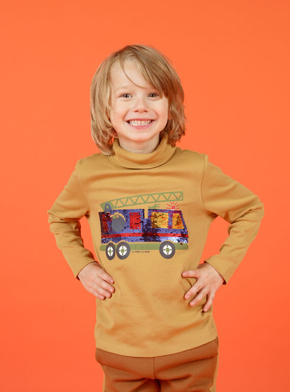 Jersey fino amarillo con lentejuelas reversibles para niño MOCOSOUP / 21W902L1SPLB118