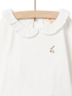Camiseta de color crudo avolantada de color blanco para bebé niña NIJOBRA3 / 22SG0972BRA001