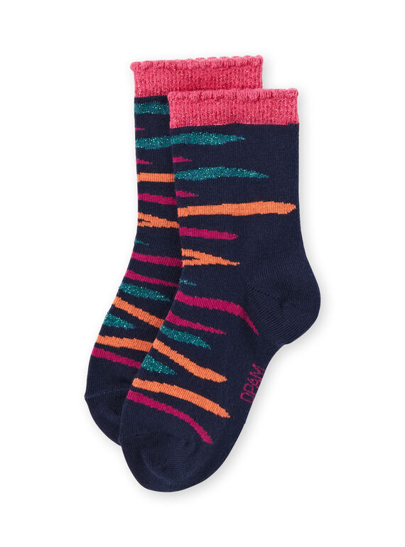 Calcetines de color azul marino con estampado de olas de colores para niña MYATUCHO / 21WI01K1SOQ070
