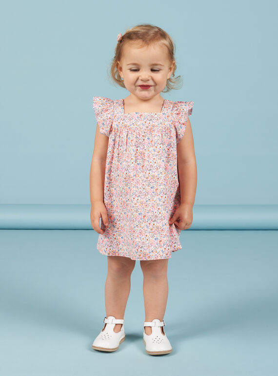 Vestido de gasa de algodón con estampado floral para bebé niña NIMOROB2 / 22SG09N2ROB001