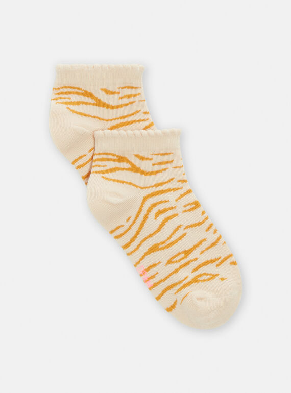 Calcetines de color crudo con estampado de cebra para niña TYALICHO / 24SI01C2SOQ003
