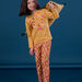 Pijama de jersey y pantalón con estampado de leopardo