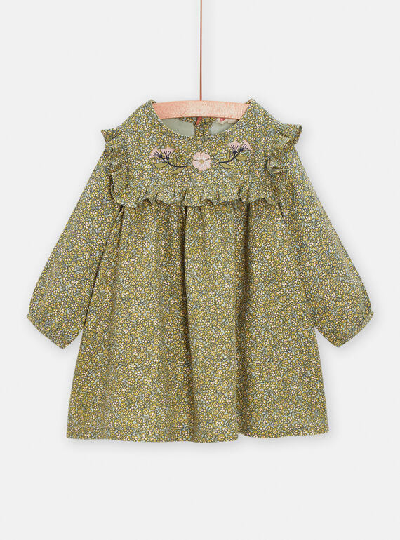 Vestido caqui con estampado de flores para bebé niña VIGAROB3 / 24WG0912ROB626