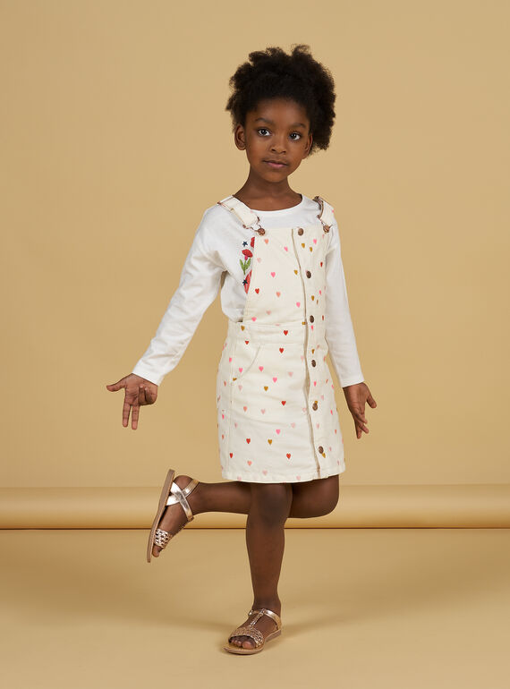 Pichi de color crudo con estampado de corazones, para niña NAVIROB2 / 22S901M2ROB001