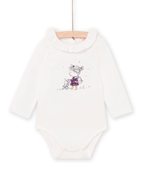 Body liso blanco con estampado de niña PIGOBOD / 22WG09O1BOD001
