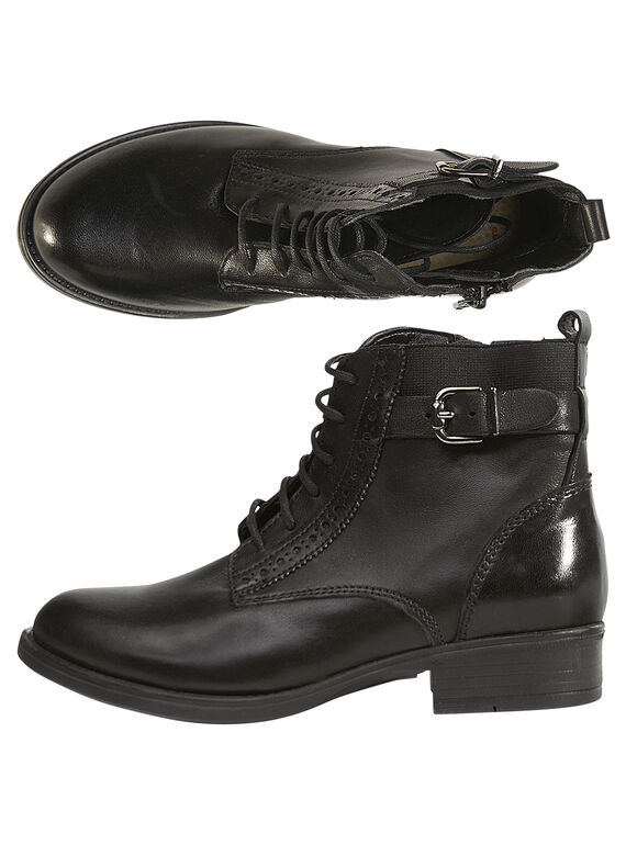 Botas con cordones de piel de color negro para niña GFBOOTISSA / 19WK35I9D0D090
