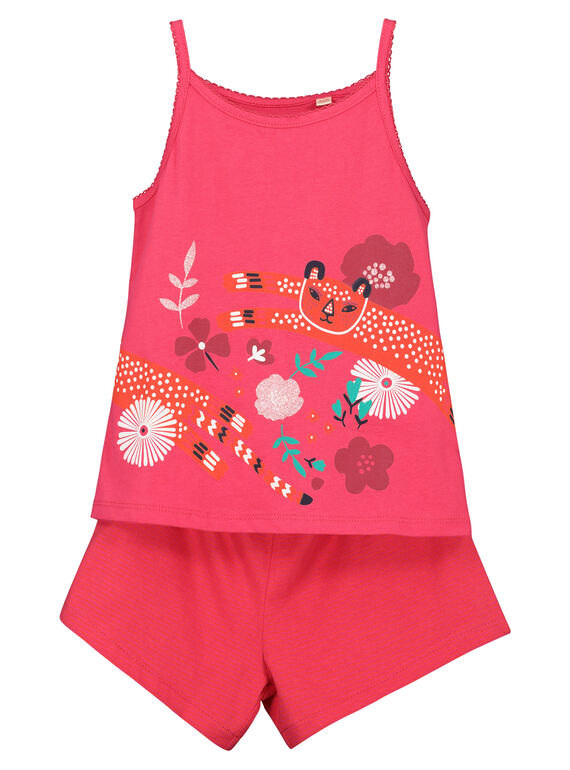 Pijama corto estampado de color rojo para niña FEFAPYJANI / 19SH11H5PYJ304