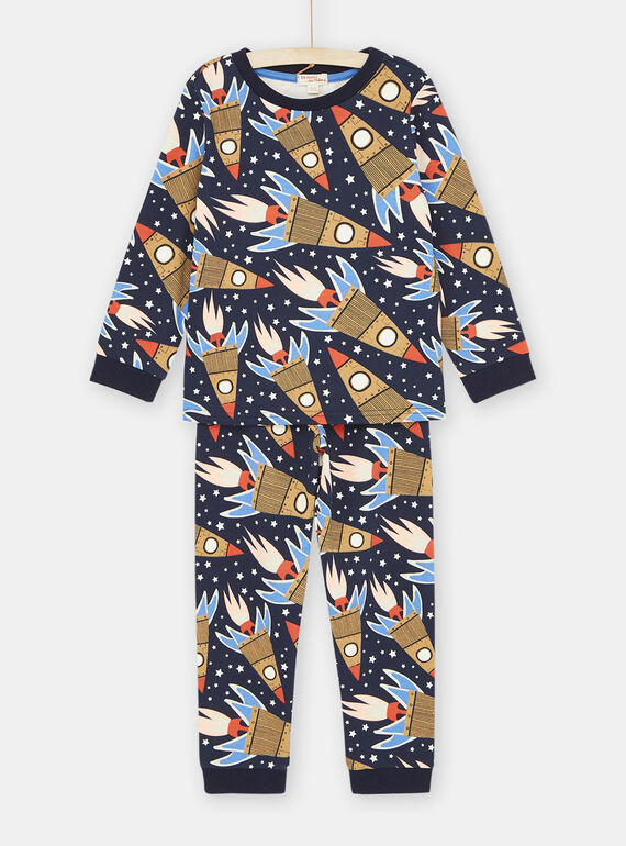 Pijama azul oscuro con estampado de cohetes para niño SEGOPYJSPA / 23WH1233PYJ705
