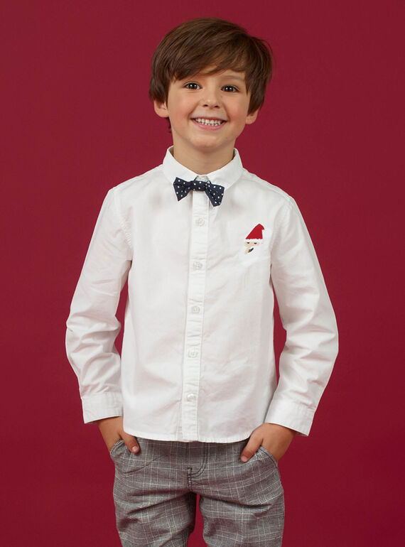 Camisa de color blanco de Navidad y pajarita con estampado para niño MONOCHEM / 21W902Q1CHM000