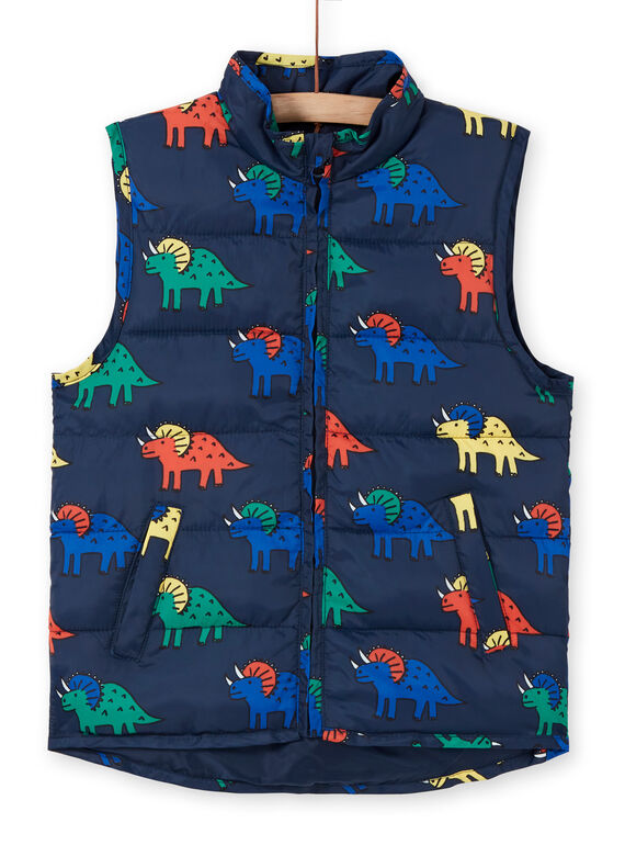 Anorak reversible sin mangas de color azul y rojo con estampado de dinosaurio, para bebé niño LUGROIMPEX / 21SG10R2D3E070