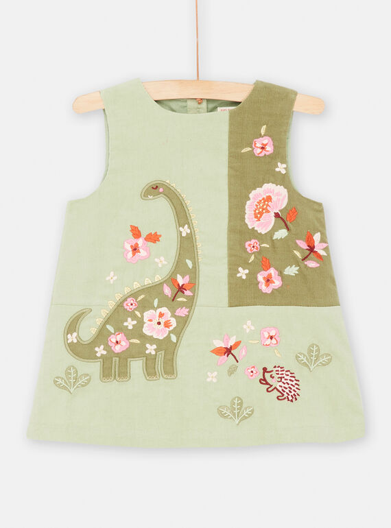 Vestido verde de terciopelo para bebé niña SIVERROB2 / 23WG09J2ROB631