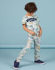 Pantalón de chándal color gris jaspeado con estampado de dinosaurios para niño NOMOJOG / 22S902N1JGBJ922