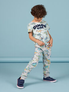Pantalón de chándal color gris jaspeado con estampado de dinosaurios para niño NOMOJOG / 22S902N1JGBJ922