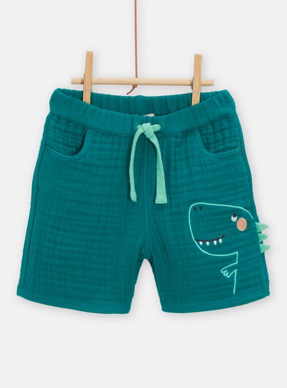 Bermudas de color esmeralda con dibujo de dinosaurio para bebé niño TUCOBER / 24SG10N1BER608