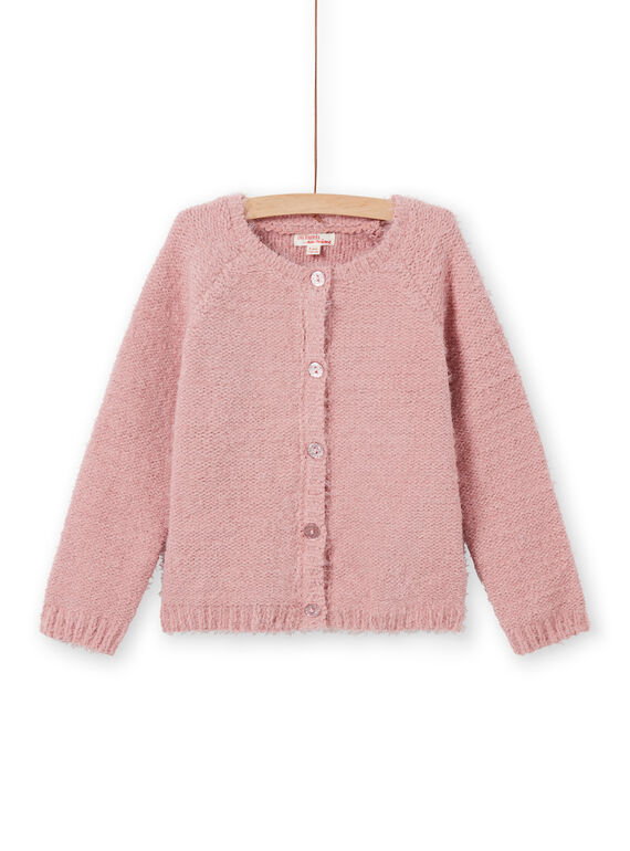 Cárdigan de punto chenilla de color rosa viejo para niña MAYJOCAR2 / 21W9011ACAR303
