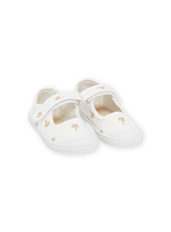 Babies blancos de tela con estampado de palmeras irisadas RATOILCEREM / 23KK3572D17001