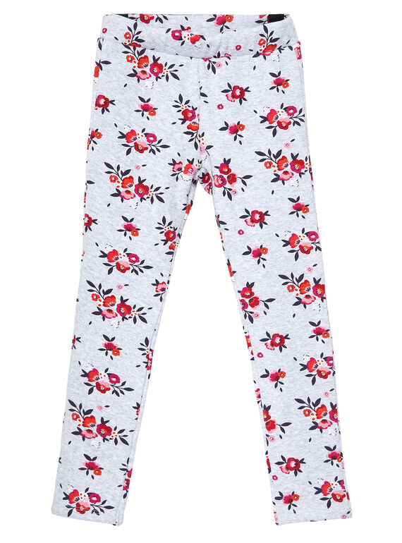 Leggings forrados de color gris jaspeado con estampado floral JAVIPANT / 20S901D1PAN943