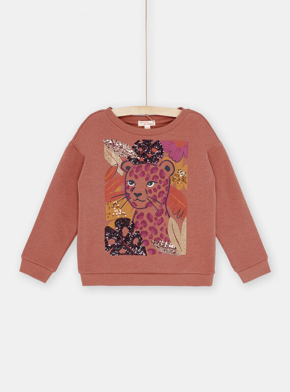 Sudadera terracota con dibujo de pantera SACOUSWEA / 23W901L1SWEE415