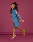 Vestido vaquero azul con bordado floral en las mangas RAMAGROB3 / 23S901T2ROBP272