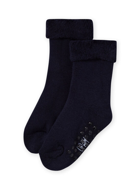 Calcetines lisos de color azul marino de punto de rizo para bebé niña MYIESSOQB3 / 21WI09EBSOQ070