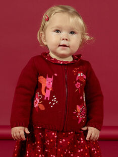 Cárdigan rojo de manga larga con bordado para bebé niña MIFUNCAR / 21WG09M1CAR504