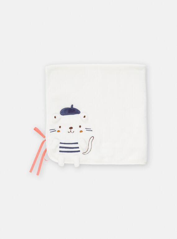 Manta de color blanco roto con dibujo de gato, TOU1COUV / 24SF05H1D4PA001
