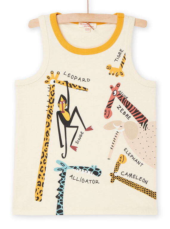Camiseta de tirantes de color blanco crema con estampado de animales salvajes ROSUMDEB / 23S902Y1DEBA002