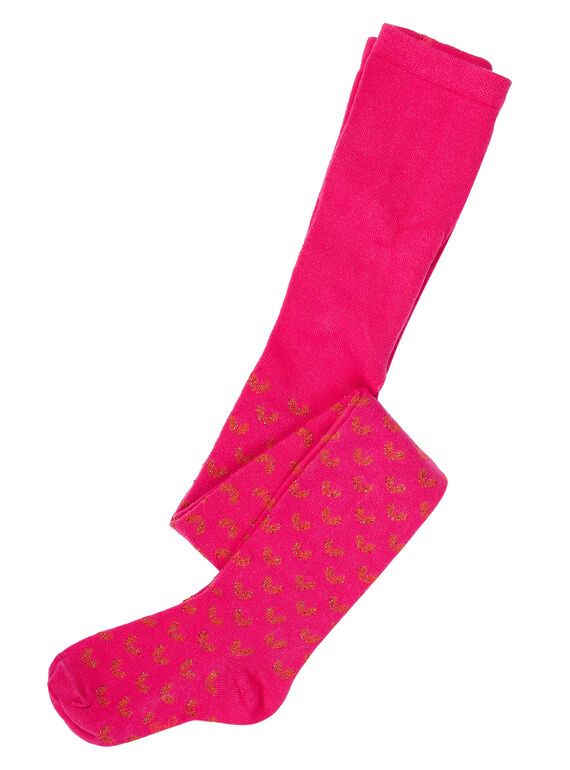 Leotardos de algodón de color rosa con estampado de lúrex  para niña JYAVICOL1 / 20SI01D1COLF507