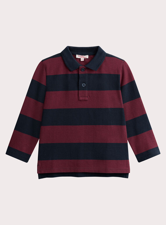 Polo a rayas burdeos y azul marino de niño VOJOPOL3 / 24W902G1POL503