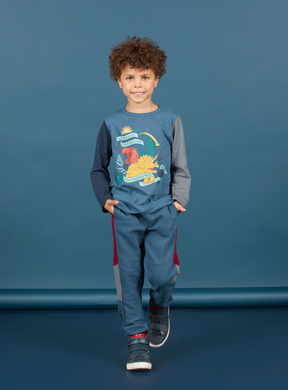Pantalón de chándal de color azul marino y rojo para niño MOPAJOG / 21W902H1JGB219