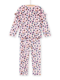 Pijama de terciopelo rosa con estampado de pantera para niña MEFAPYJBOX / 21WH1197PYJ309