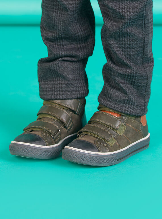 Zapatillas altas de piel vuelta de color verde caqui para niño MOBASTRIVKAKI / 21XK3673D3F604