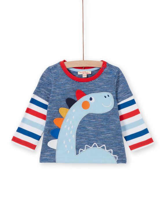 Camiseta azul y roja para bebé niño LUCANTEE3 / 21SG10M3TML707