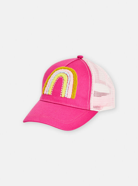 Gorro rosa con estampado de arcoíris para niña TYAJOCAP2 / 24SI01E2CHA310