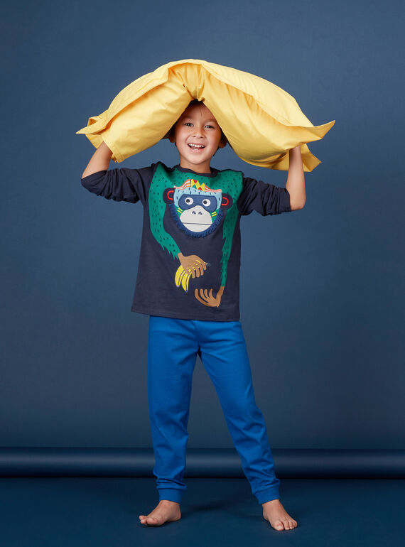 Pijama de punto fino de color azul noche para niño JEGOPYJSIN / 20SH1222PYJ705